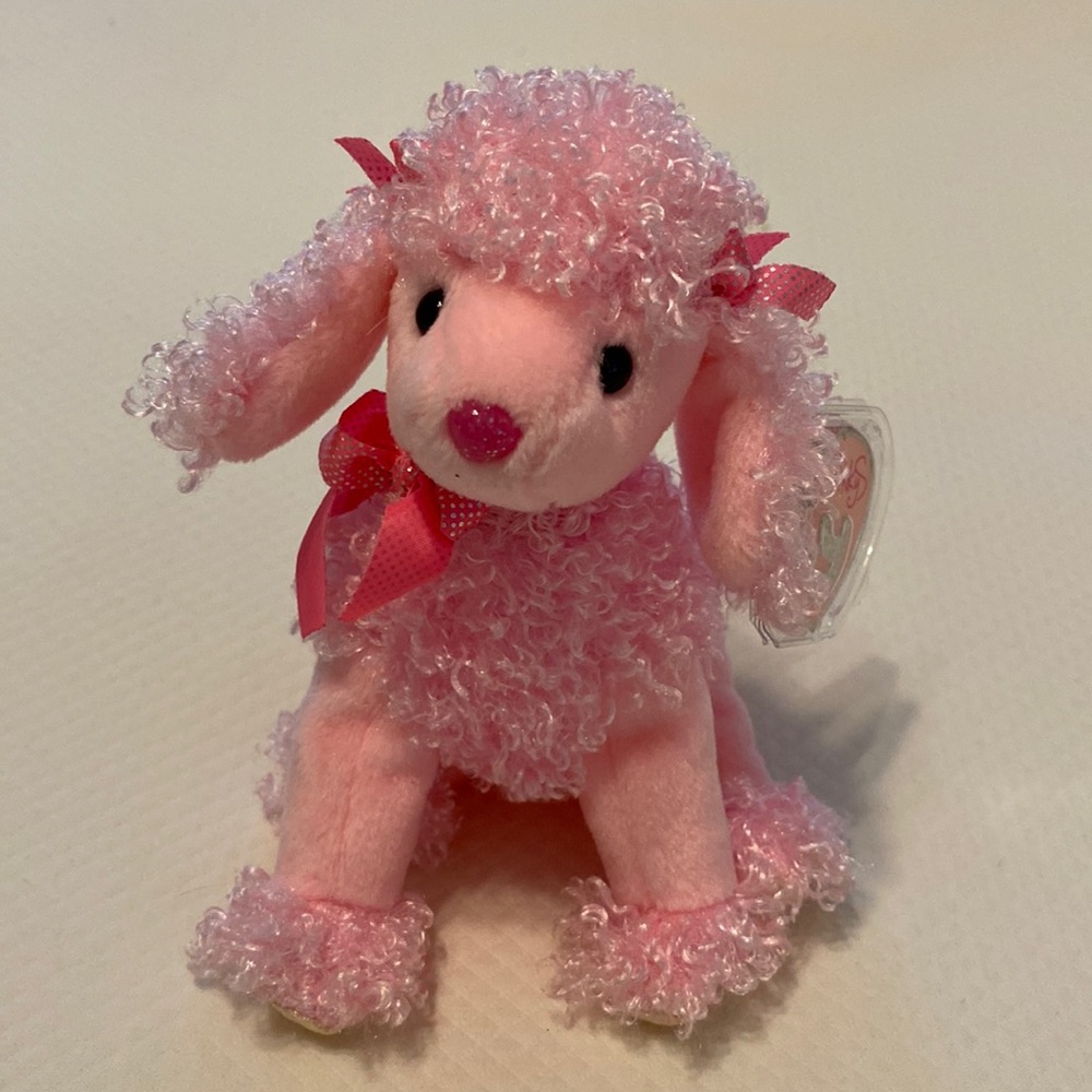 Ty Beanie Baby Pink Pinky Poo Poodle Dog Collectible Stuffed Animal Toy with Tag
